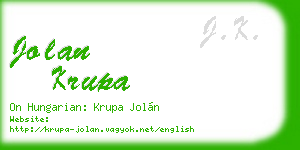 jolan krupa business card
