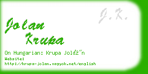 jolan krupa business card